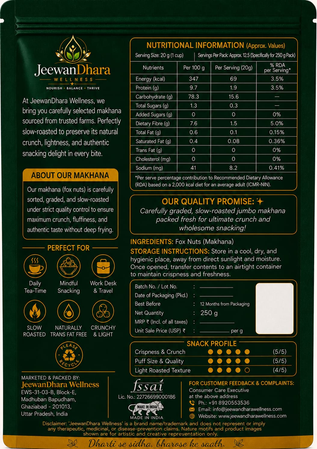 Premium Makhana 250gm back